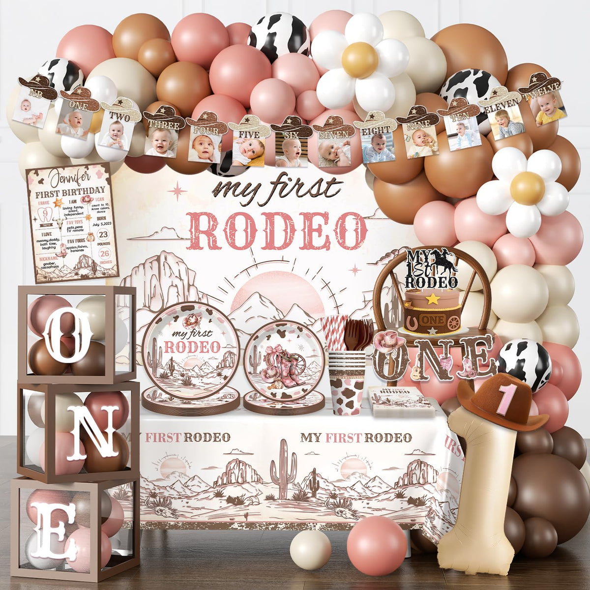 Fexivo first rodeo photo banner perfect for festive birthday photos.
