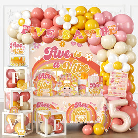 Fexivo Five Is a Vibe backdrop for vibrant party photos and mood setting.
