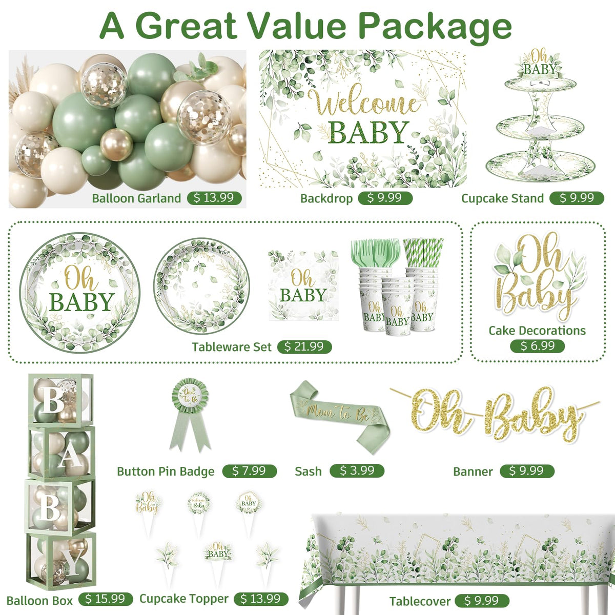 Fexivo Oh Baby banner with gold glitter adds festive sparkle