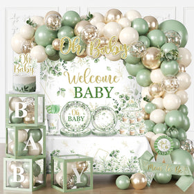 Fexivo sage green balloon arch centerpiece for elegant baby showers