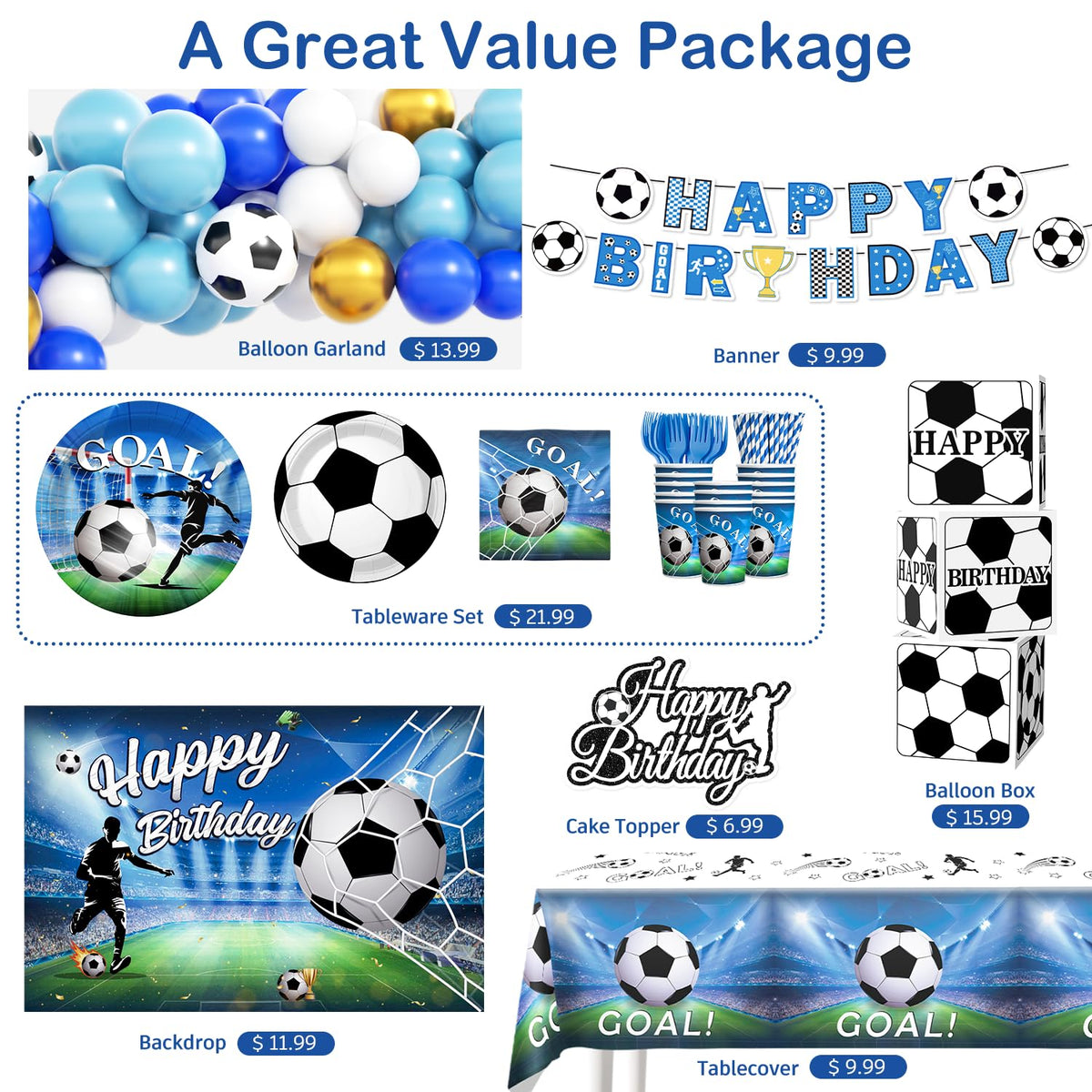 Fexivo soccer balloon boxes add color and excitement to the decor