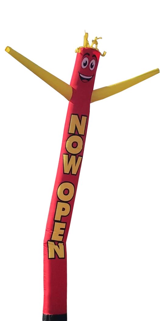 FFN Now Open 20ft tube man material details emphasizing polymesh and polyester