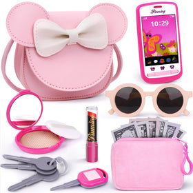 FFTROC pretend play purse with makeup toys for girls promotes imaginative role-play and daily creativity.