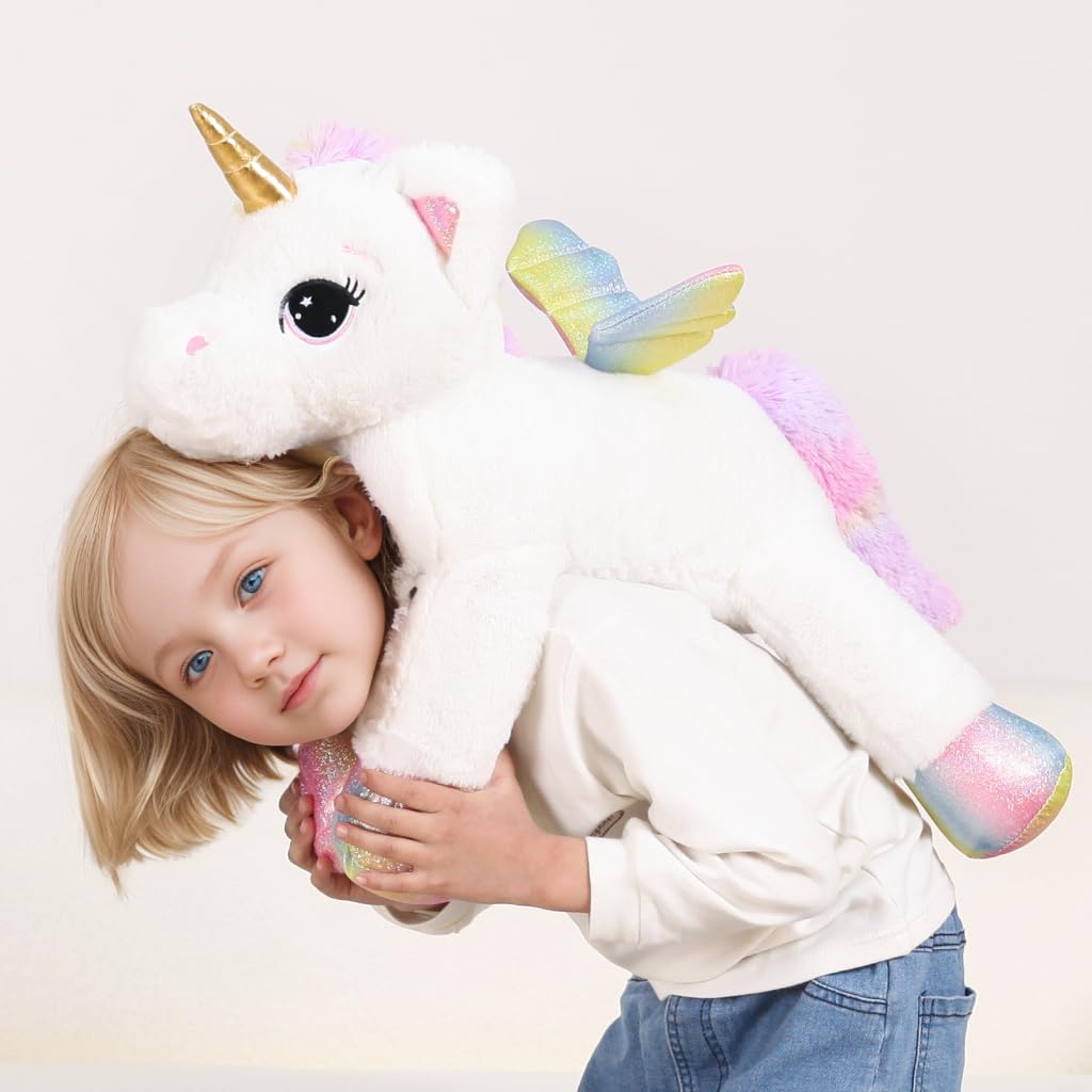 FFxiong 24-inch unicorn plush bedroom decor, enhances kids' cozy corner.