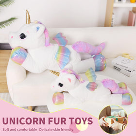 FFxiong 24-inch unicorn plush bedtime companion, perfect for comforting hugs.
