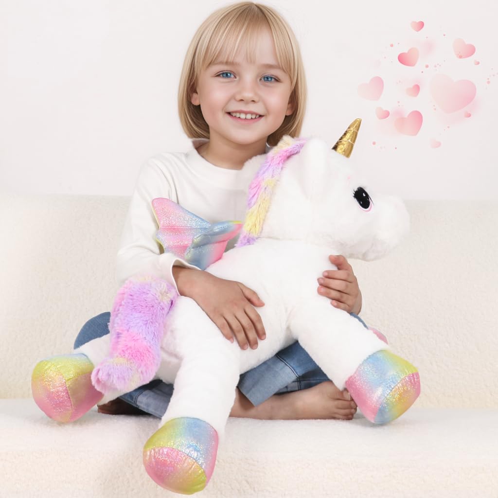 FFxiong 24-inch unicorn plush closeup fabric, showing ultra-soft surface.