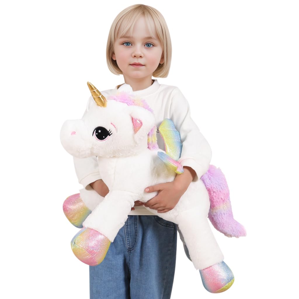 FFxiong 24-inch unicorn plush front view, a super soft cuddle buddy for kids.
