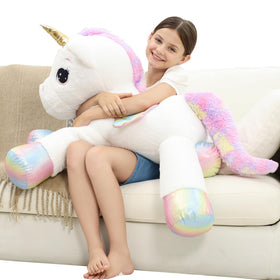 FFxiong unicorn pillow plush texture close-up shows soft, cuddly material