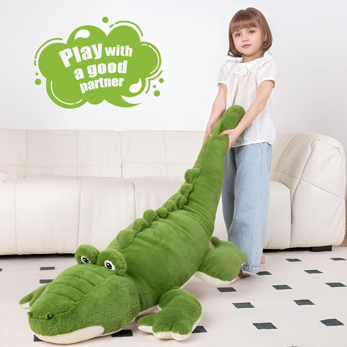 FFxiong Green Giant Alligator Plush 60 inches long for big hugs
