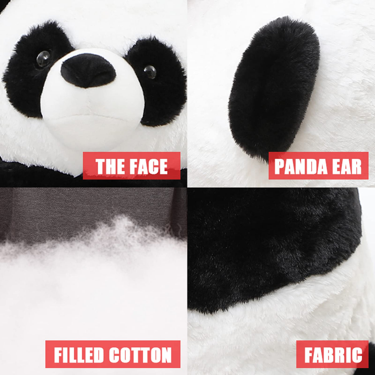 FFxiong panda plush displayed in a kid's room as a cute accent.