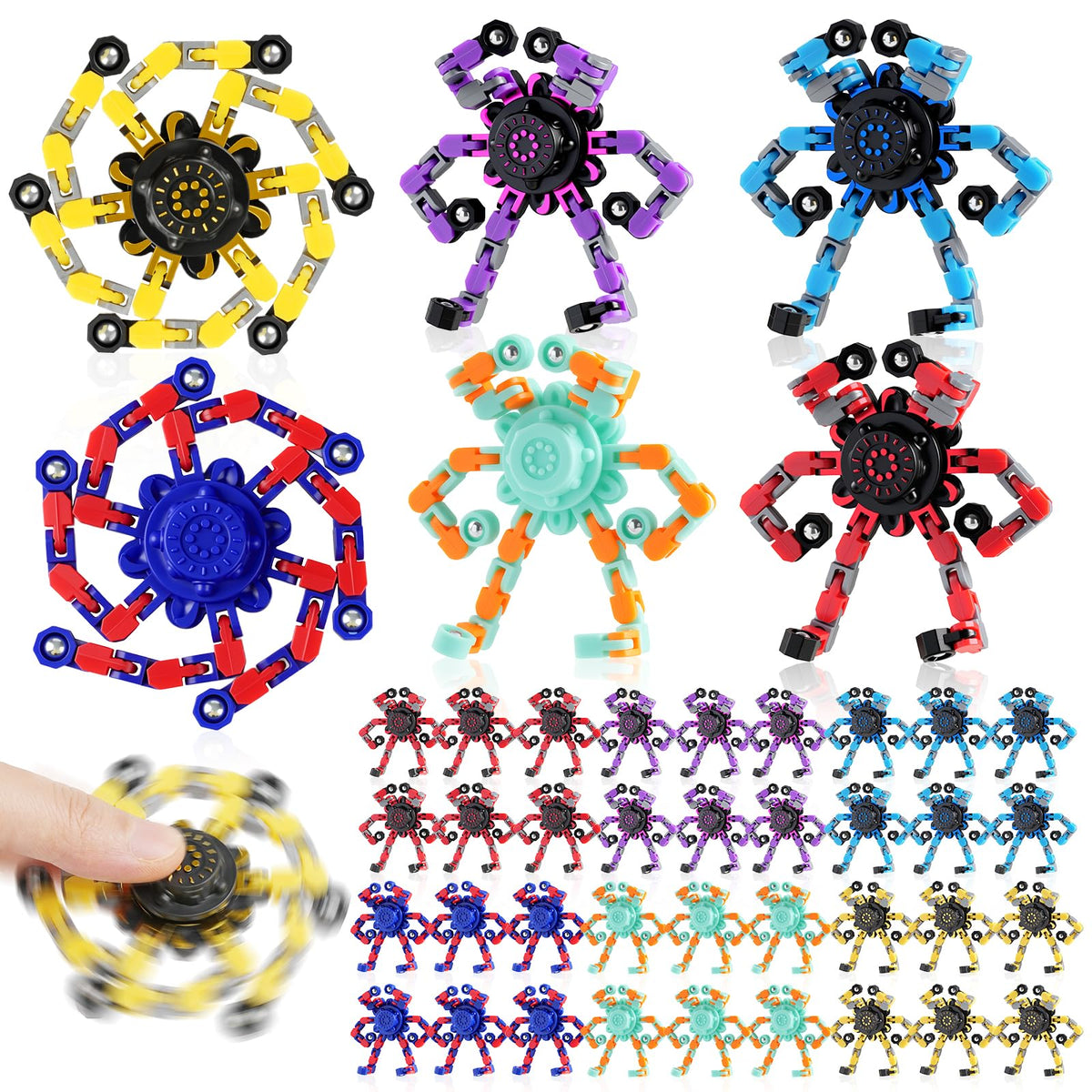 FGYLYOX transformable fidget spinner robot shape in action for calming focus.