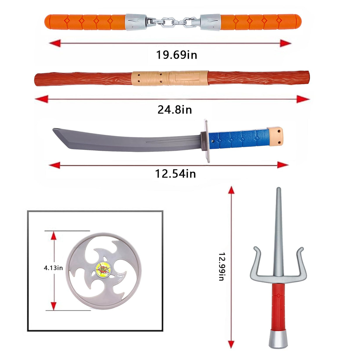 FHARLXQ Ninja Warrior sai with orange grips for beginner training