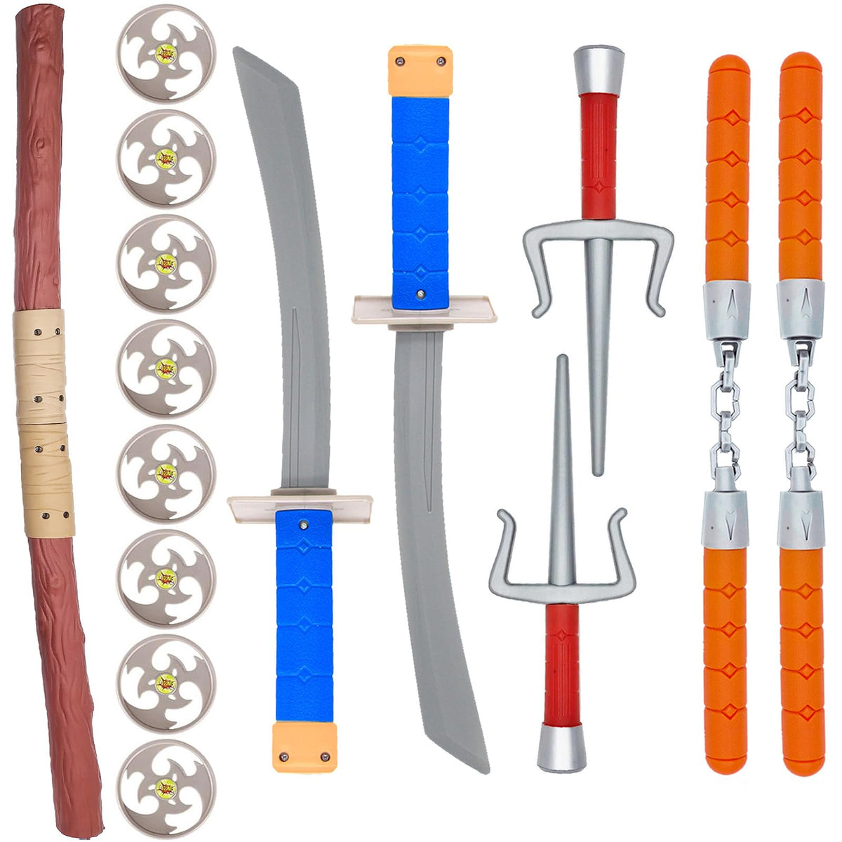 FHARLXQ Ninja Warrior swords with blue grip for safe dress-up play