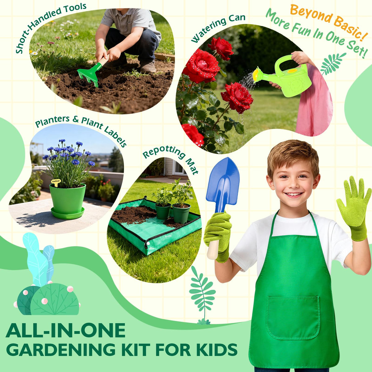 FHOZGECY kids apron guards clothing while watering and planting