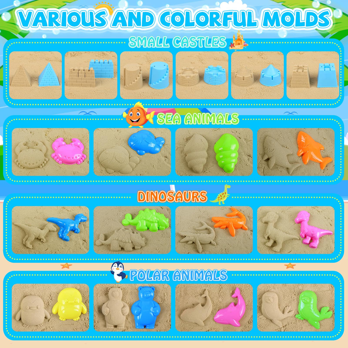 FHOZGECY kids building sand castles with molds for creativity