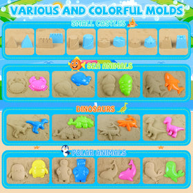 FHOZGECY kids building sand castles with molds for creativity