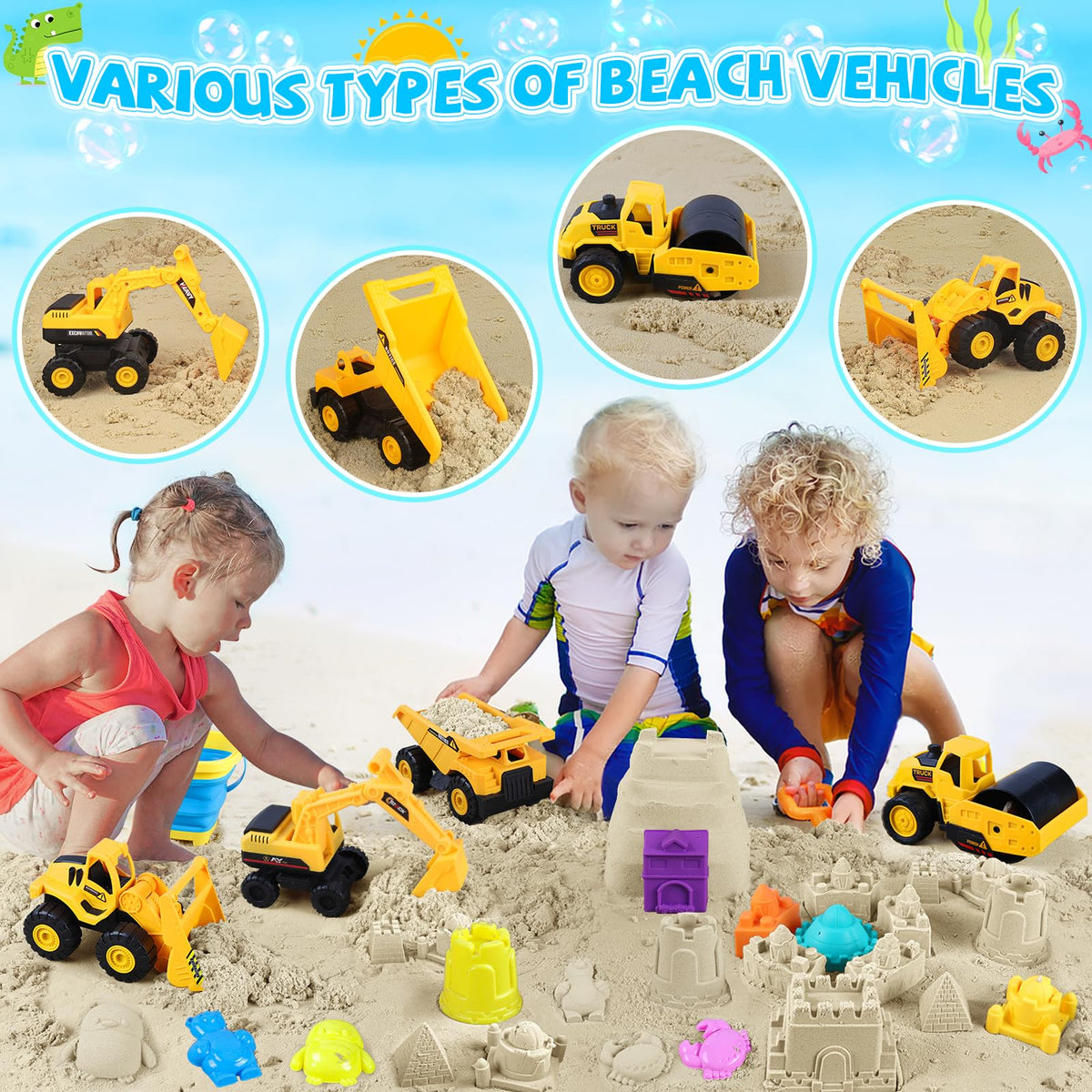 FHOZGECY construction vehicles close-up with realistic design for imaginative play