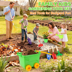 FHOZGECY kids tools set with durable metal heads for real soil work