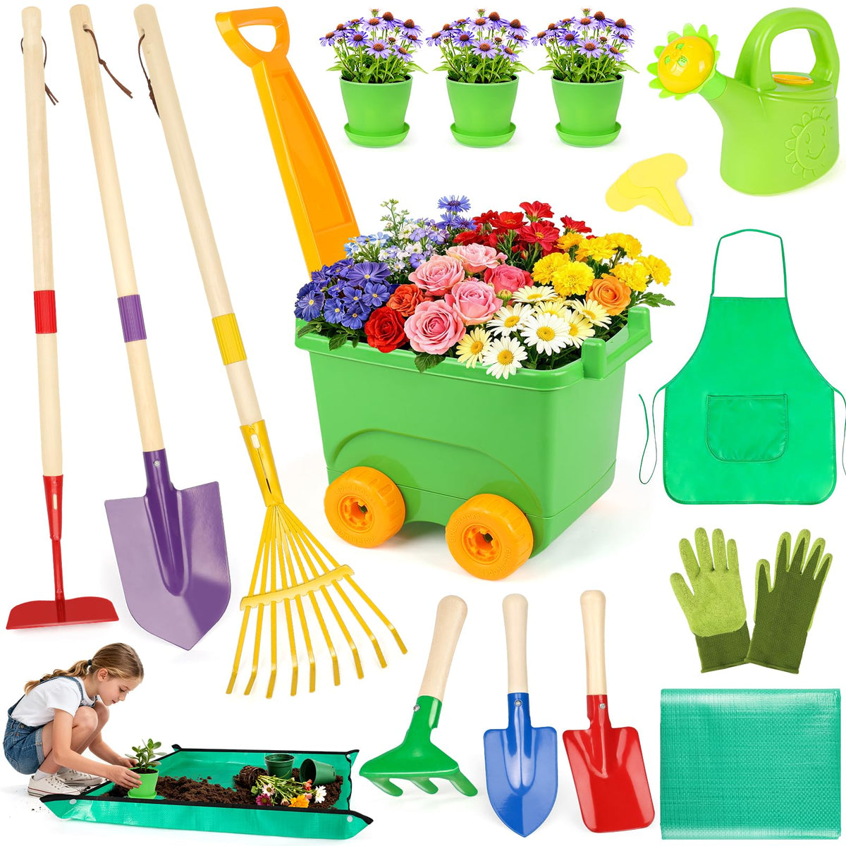 FHOZGECY kids wheelbarrow for outdoor play and easy transport of soil