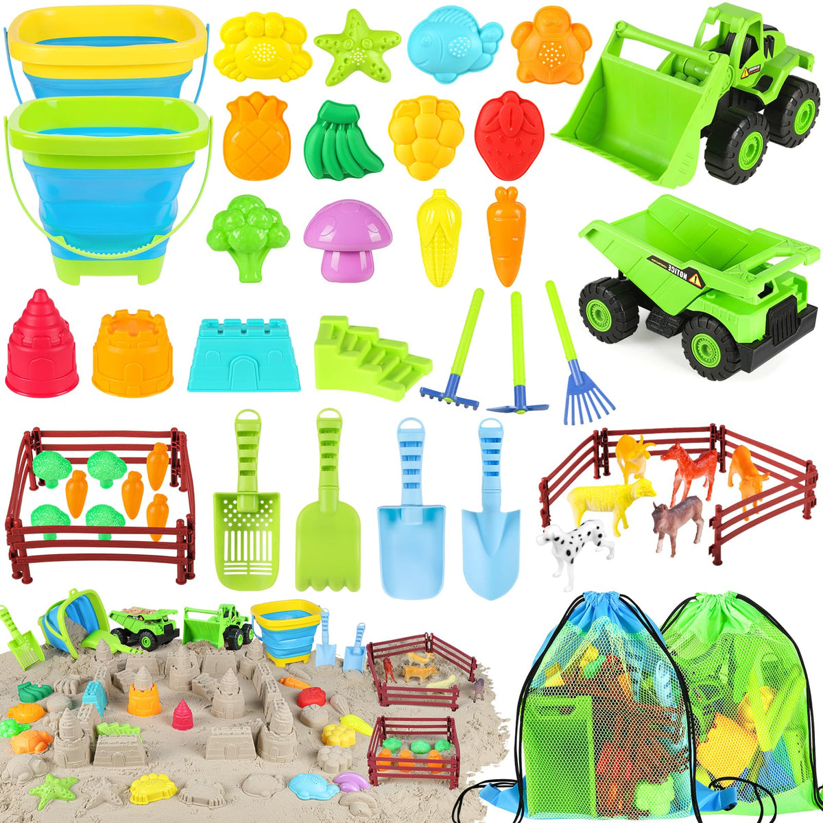 FHOZGECY beach farm kit trucks for kids spark imaginative sand adventures.