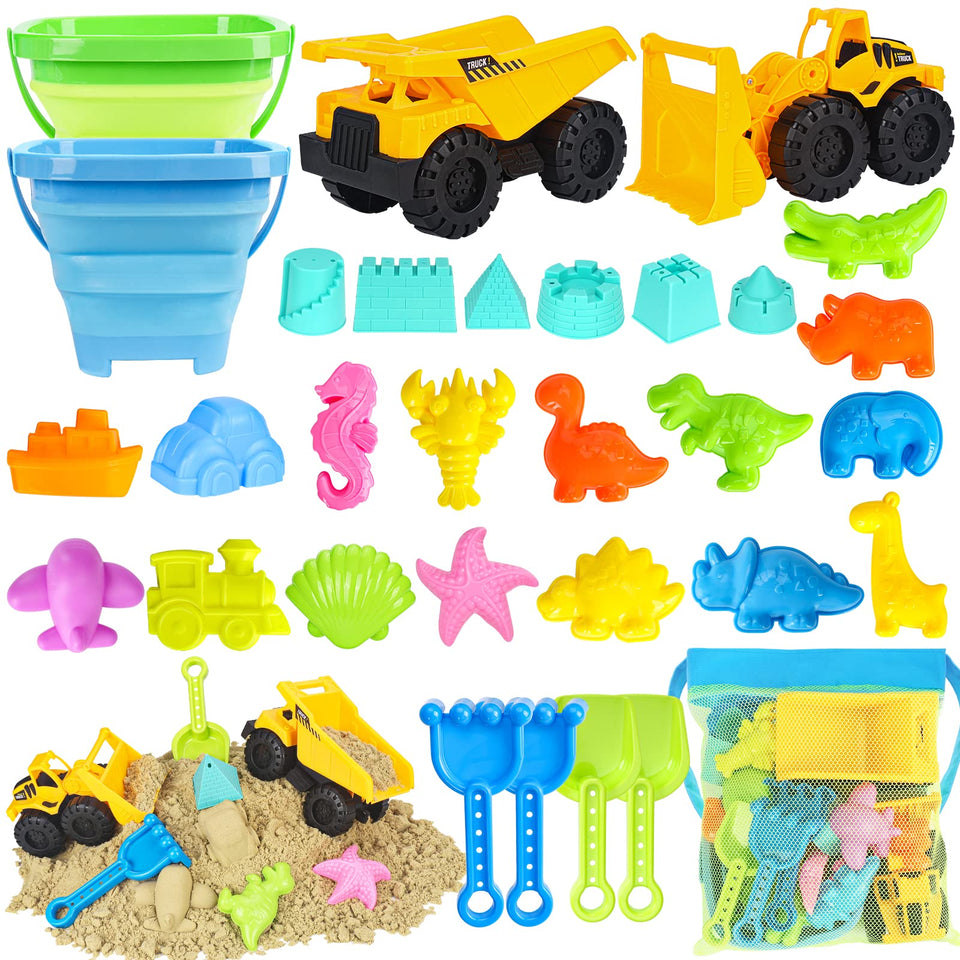FHOZGECY beach toy set 31pcs—robust, colorful sand play for sunny days.