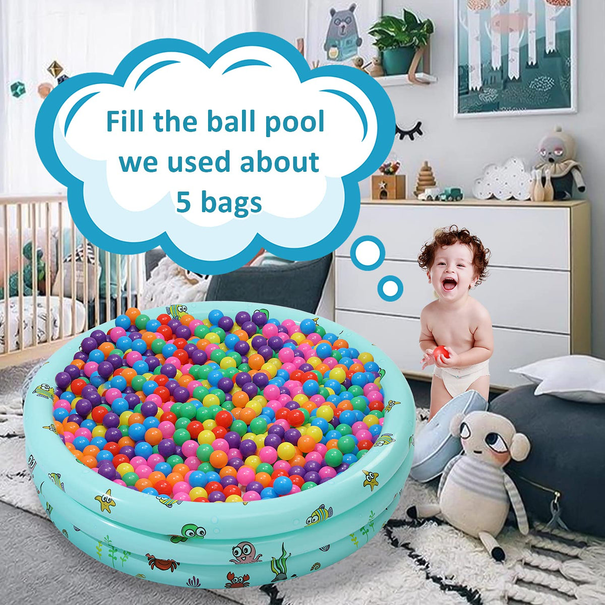 FHRILEK ball pit balls blue, durable and easy to wipe clean after play.