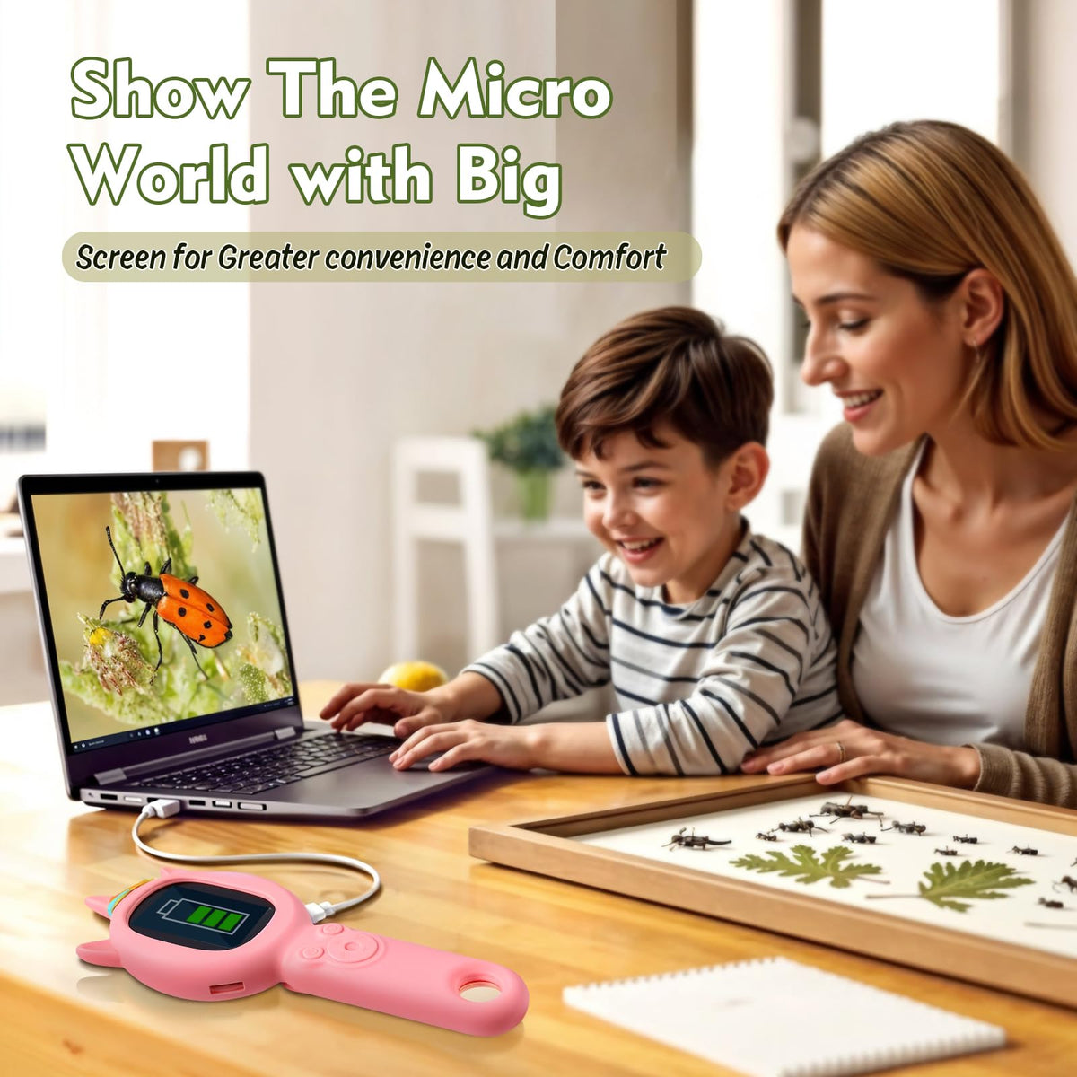FHskFH Kids Microscope portable and lightweight for on the go learning.