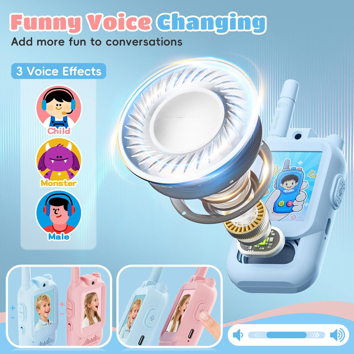 FHskFH USB C rechargeable battery for kids walkie talkies