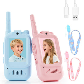FHskFH video walkie talkies blue with face camera for real time chats
