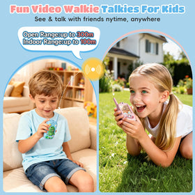 FHskFH video walkie talkies pink cover designed for lively play and comfortable hold.