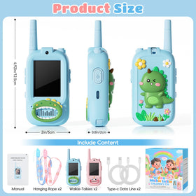 FHskFH video walkie talkies USB C rechargeable for quick kid friendly charging.