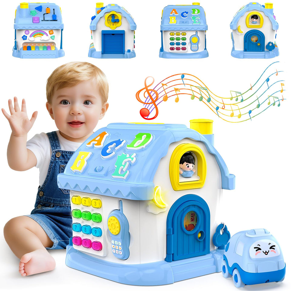 Fidecexv Busy House open door promotes interactive, cause-and-effect play.