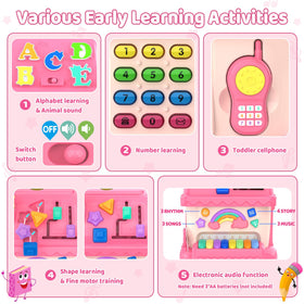 Fidecexv toddler house buttons activate sounds and music to build fine motor skills.