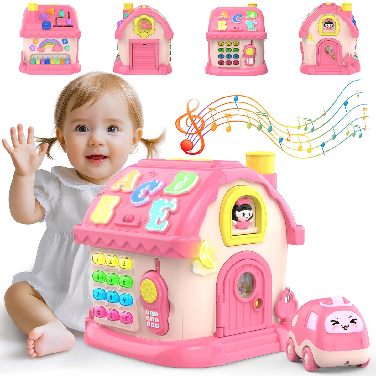 Fidecexv toddler musical house with open door stimulates exploration and early learning.