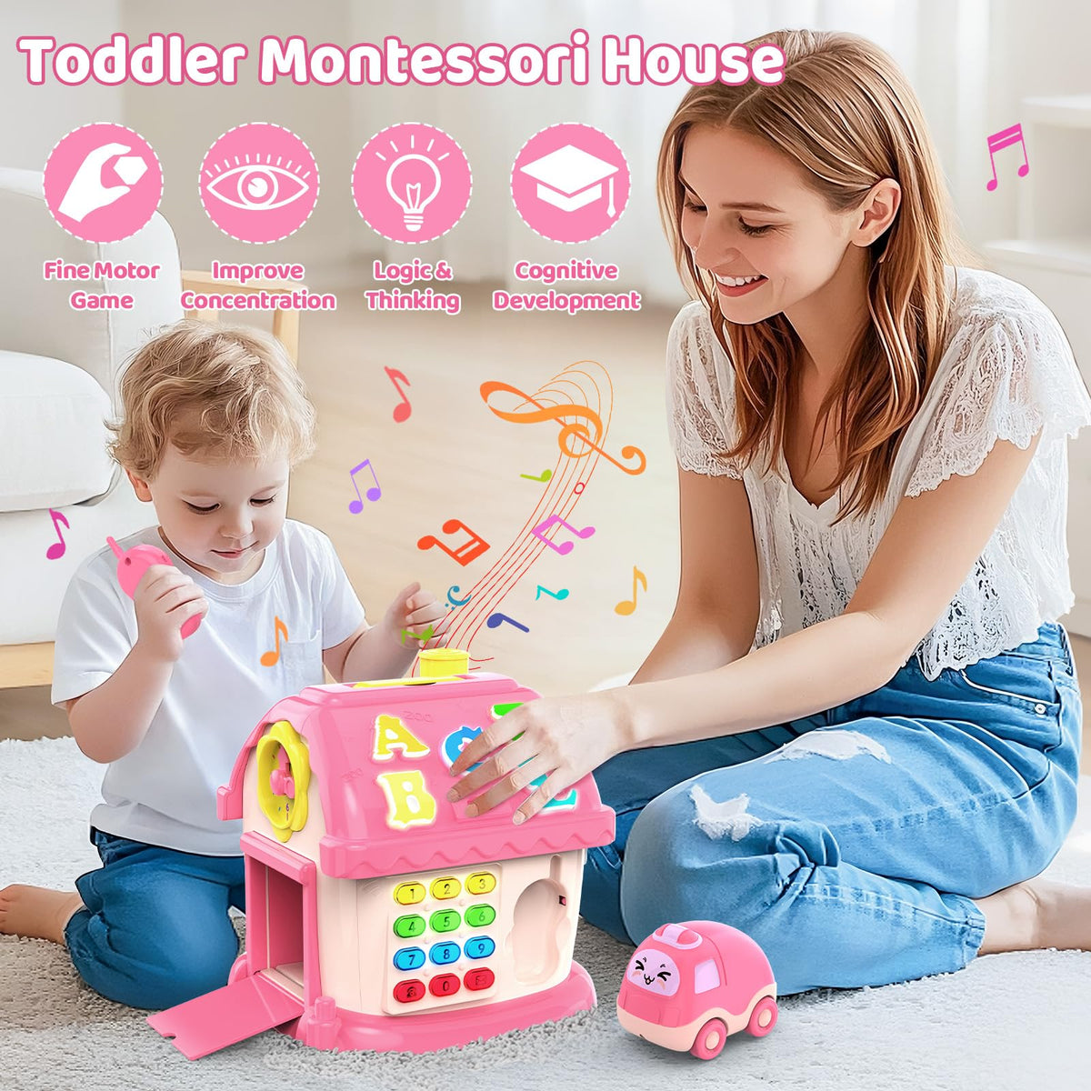 Fidecexv toddler house shape matching activity enhances hand-eye coordination.