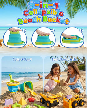 Fiderix beach toy set construction trucks for durable outdoor fun.