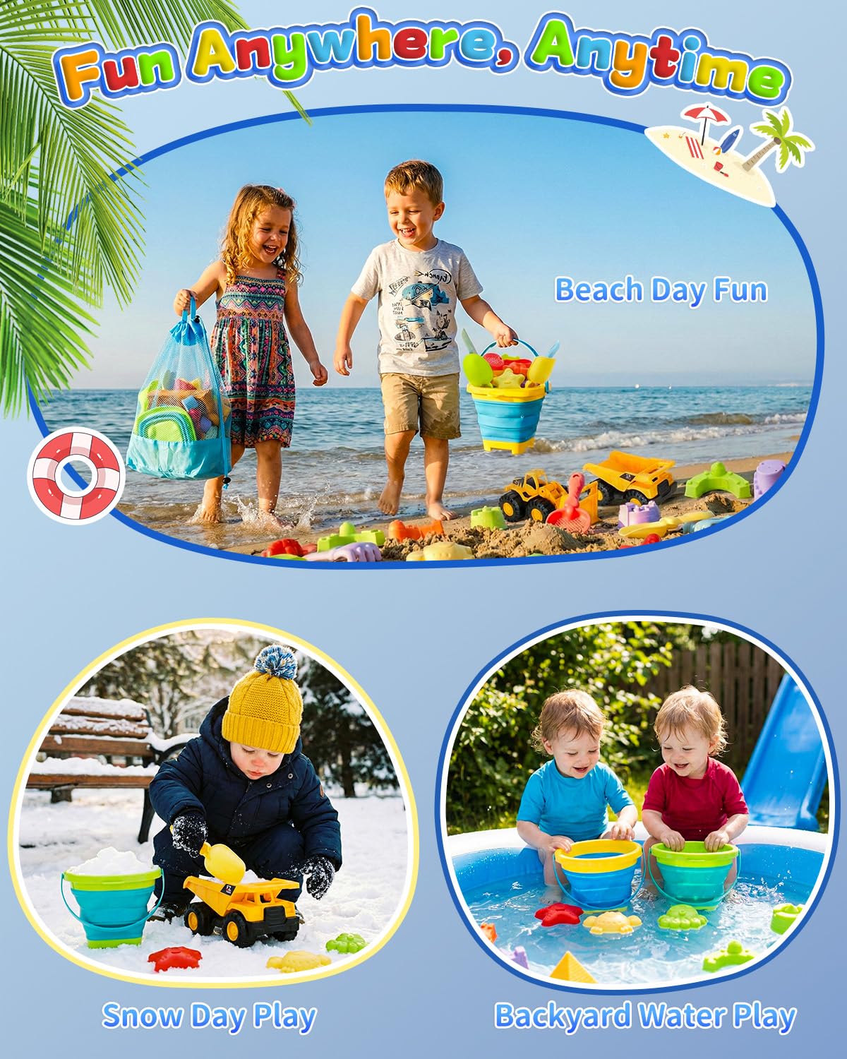 Fiderix beach toy set shovels with ergonomic grips for comfortable scooping and digging.