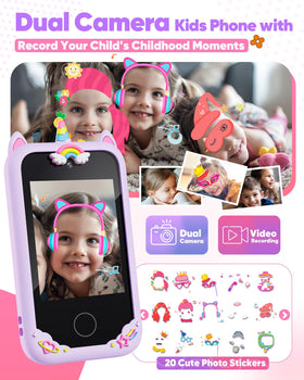 Fiechcco kids smart phone display offers bright, interactive learning.