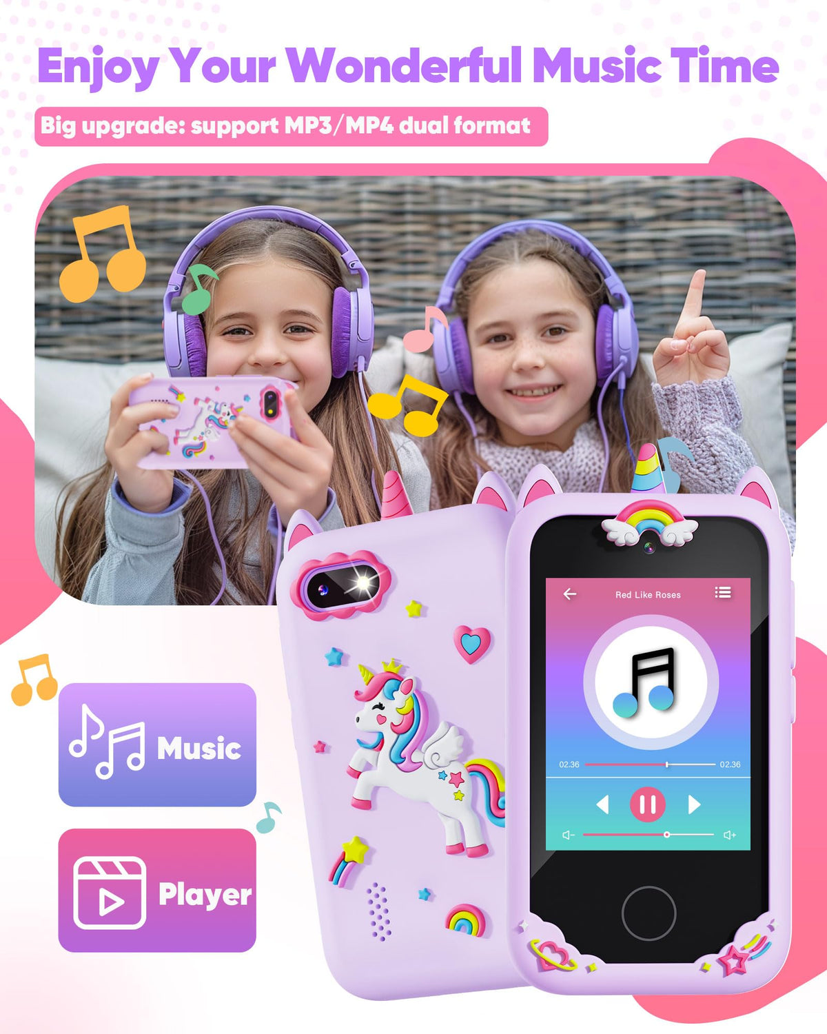 Fiechcco kids smart phone durable shell protects during drops.