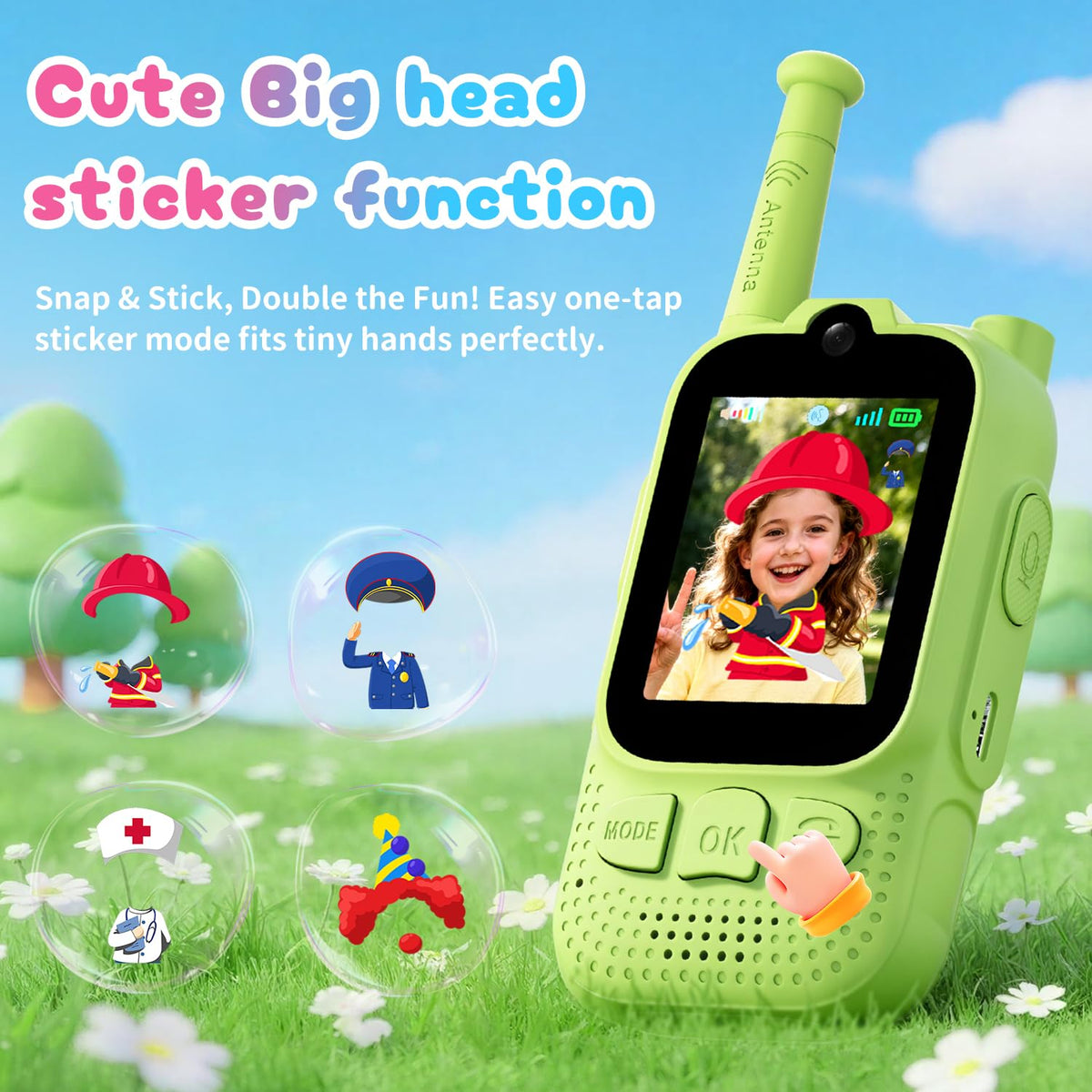 FieGsom Kids Video Walkie Talkie outdoor activity use during playtime.