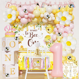 Fiesec First Bee Day backdrop featuring So Sweet to Bee One for milestone photos