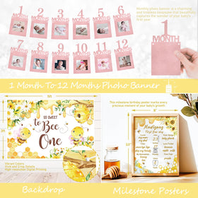 Fiesec First Bee Day highchair banner adds a cute focal point