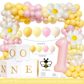 Fiesec First Bee Day tablecloth creates a bright party surface with charm