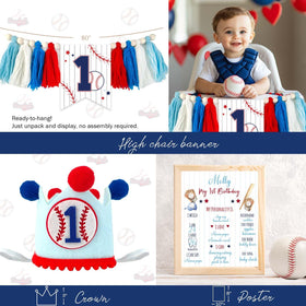 Fiesec highchair banner baseball keeps photos polished and the theme cohesive.
