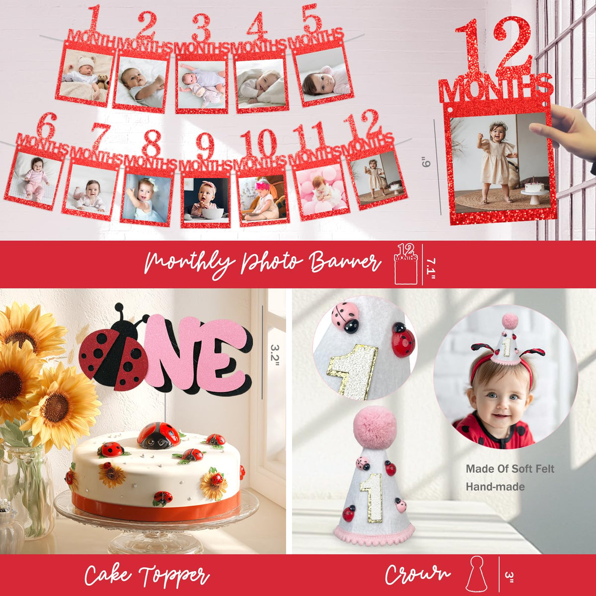 Fiesec Ladybug daisy foil balloons introduce floral contrast and charm.