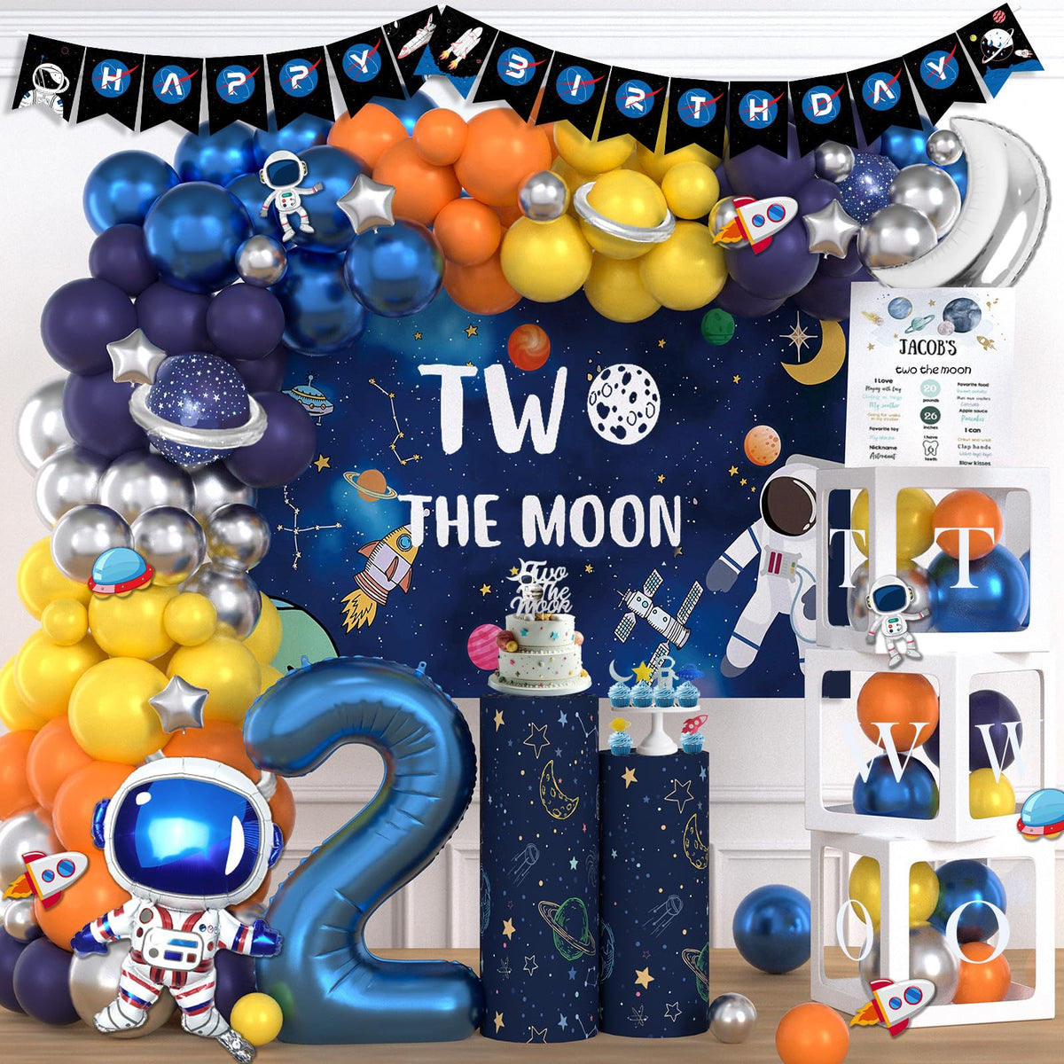 Fiesec Two the Moon backdrop for space-themed party photos and memories