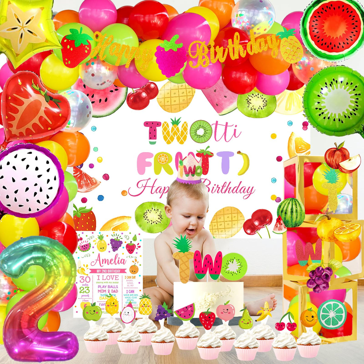Fiesec Twotti Fruity foil balloons provide shimmer and height
