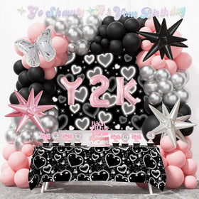 Fiesec Y2K balloon garland creates a vibrant party backdrop for photos