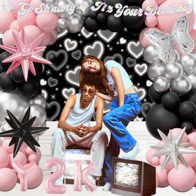 Fiesec Y2K star foil balloons provide metallic accents