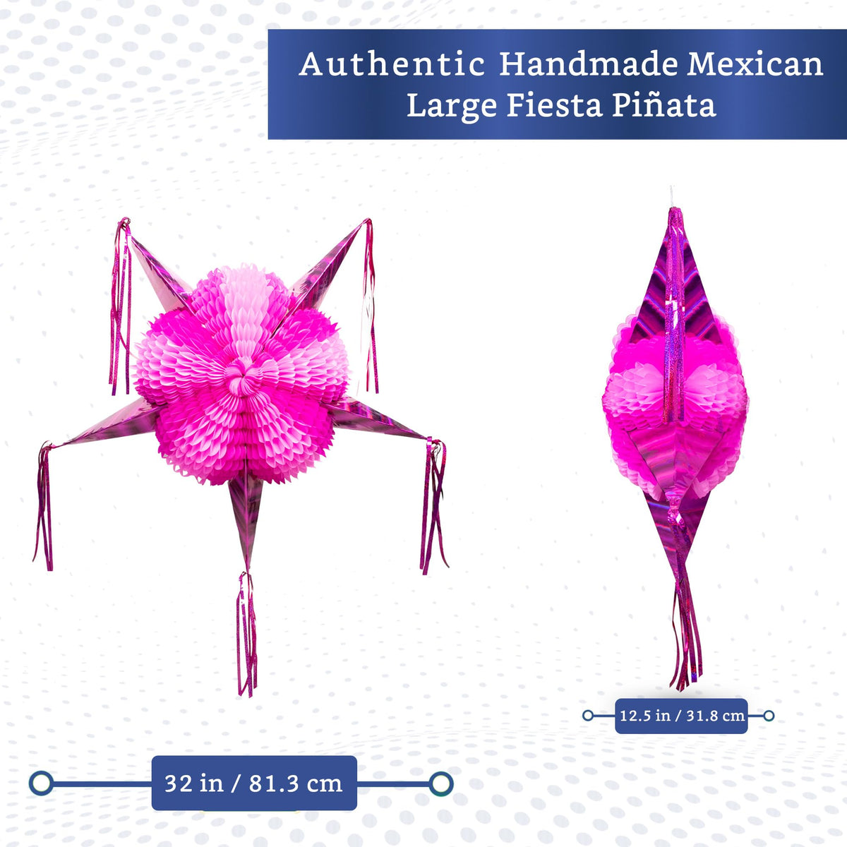Fiesta Wraps all-pink pinata with metallic accents adds chic party flair.